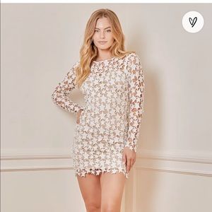 Medium She's a Star White Crochet Lace Long
Sleeve Shift Dress